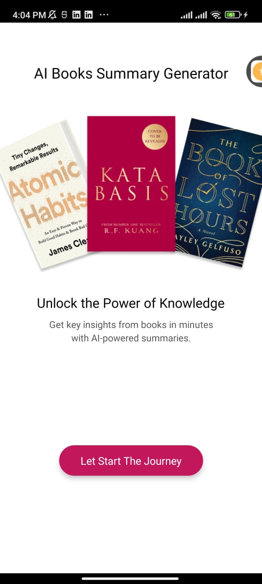 AI Book Summary Generator screen 1